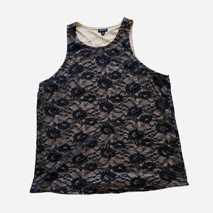 Torrid Black Lace Top with Tan Underlay